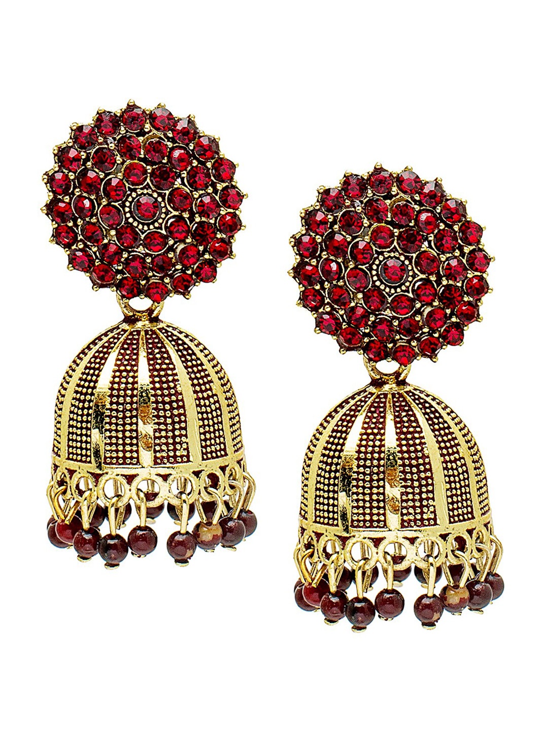 

Shining Jewel - By Shivansh Women Traditional Dome Shaped Jhumkas Earrings, Gold