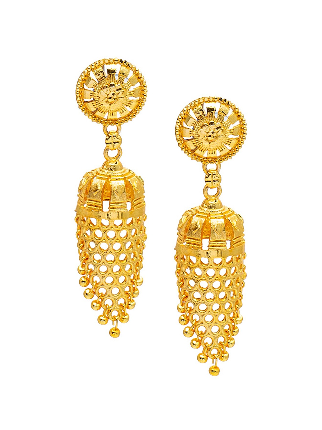 

Shining Jewel - By Shivansh Women Traditional Dome Shaped Jhumka Earrings, Gold