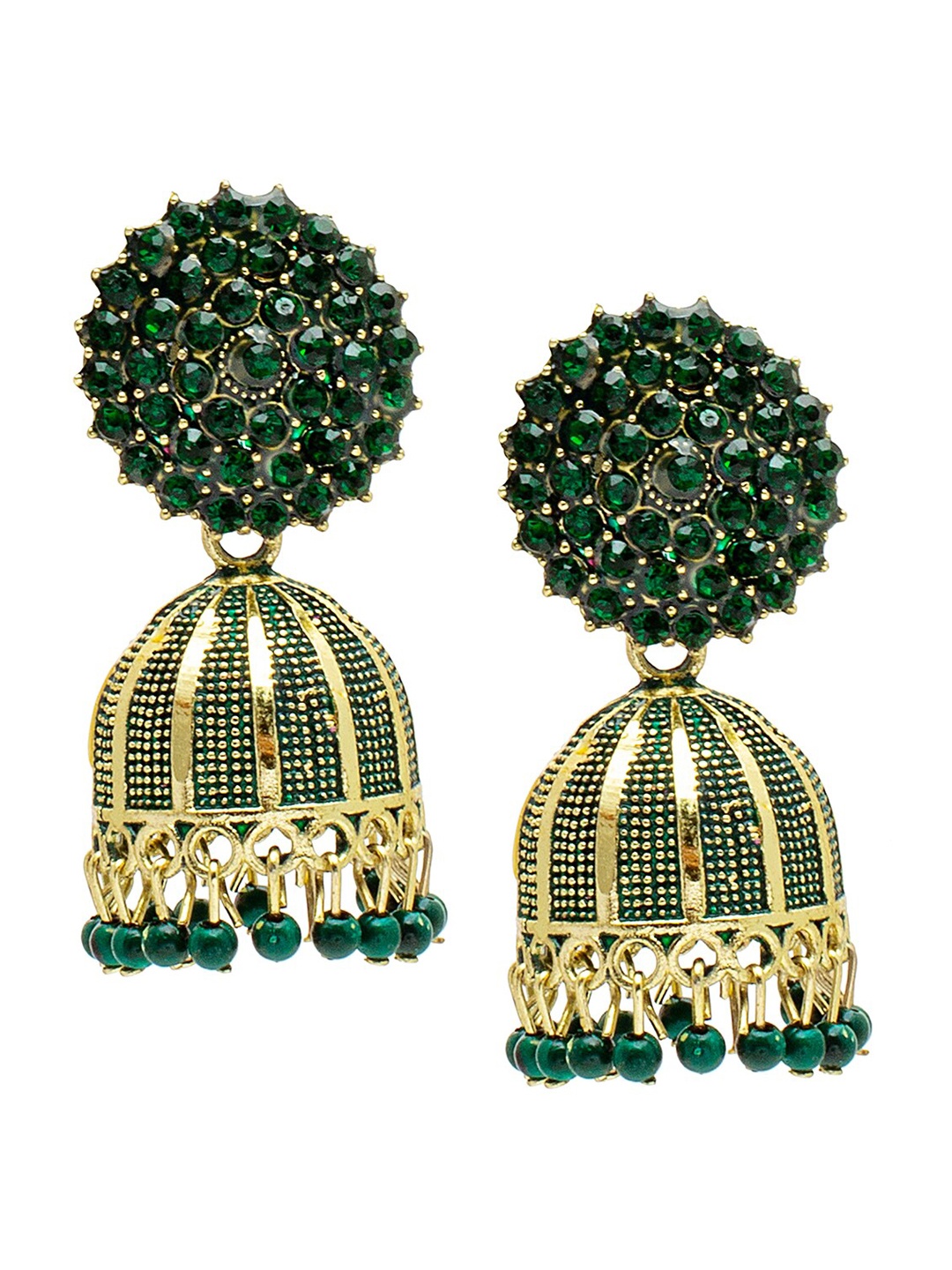 

Shining Jewel - By Shivansh Women Traditional Dome Shaped Jhumkas Earrings, Gold