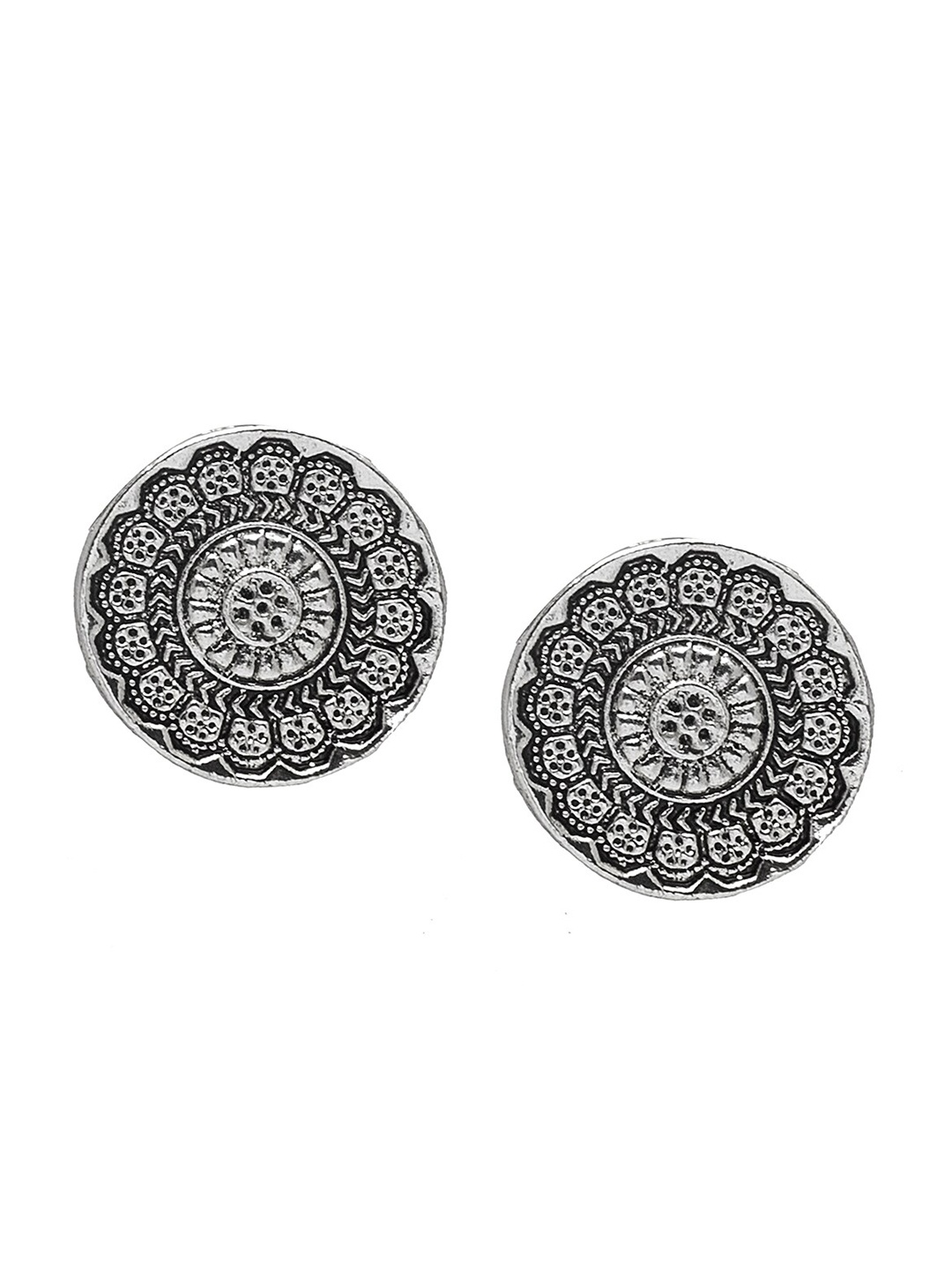 

Shining Jewel - By Shivansh Women Traditional Classic Antique Studs Earrings, Silver