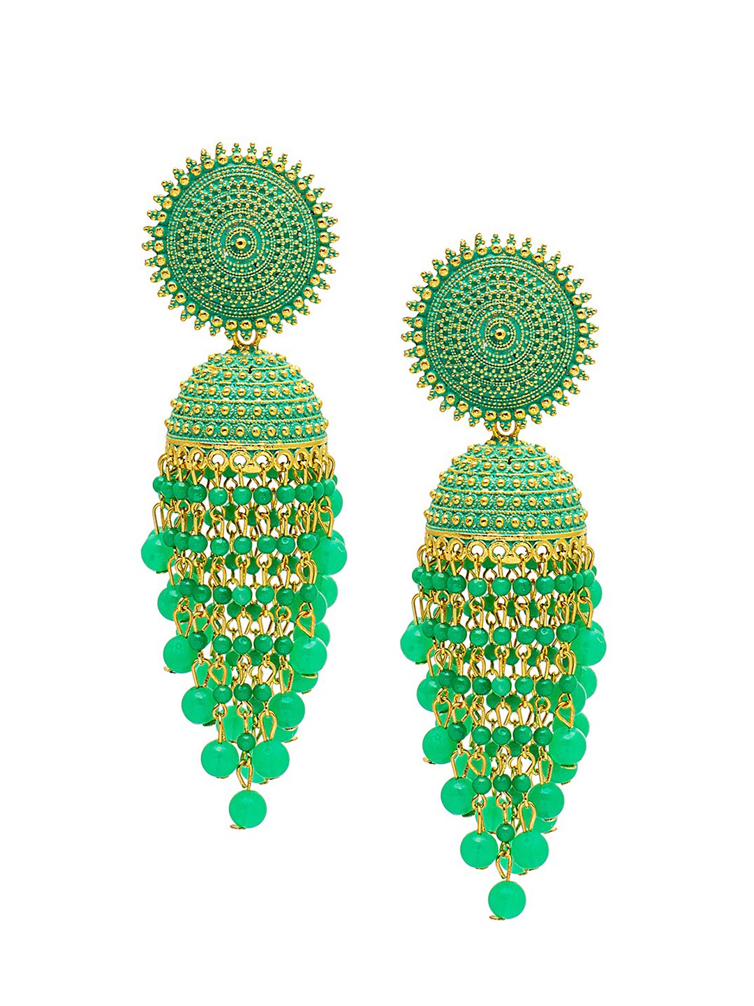 

Shining Jewel - By Shivansh Women Traditonal Dome Shaped Jhumkas Earrings, Gold