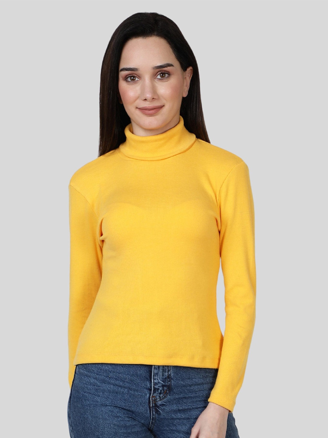 

NUEVOSDAMAS Women Ribbed Cotton Pullover, Yellow