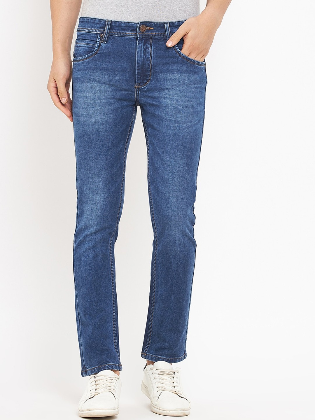 

Duke Men Slim Fit Mid Rise Heavy Fade Stretchable Jeans, Blue