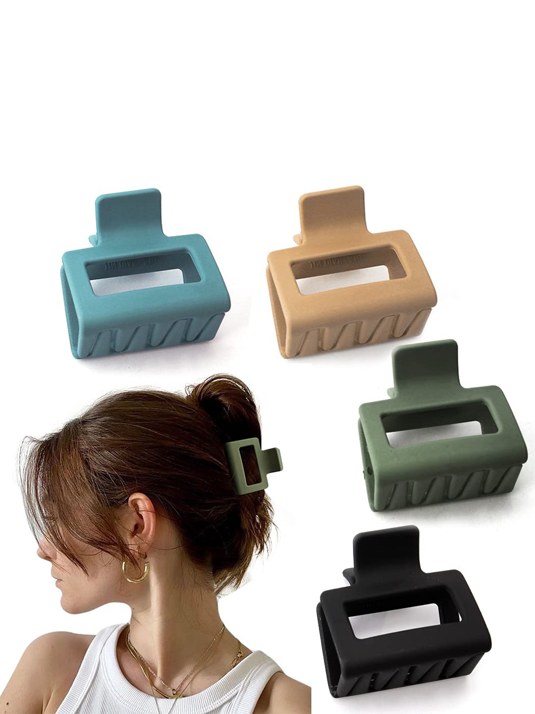

VAGHBHATT Women Set of 4 Claw Clips, Beige