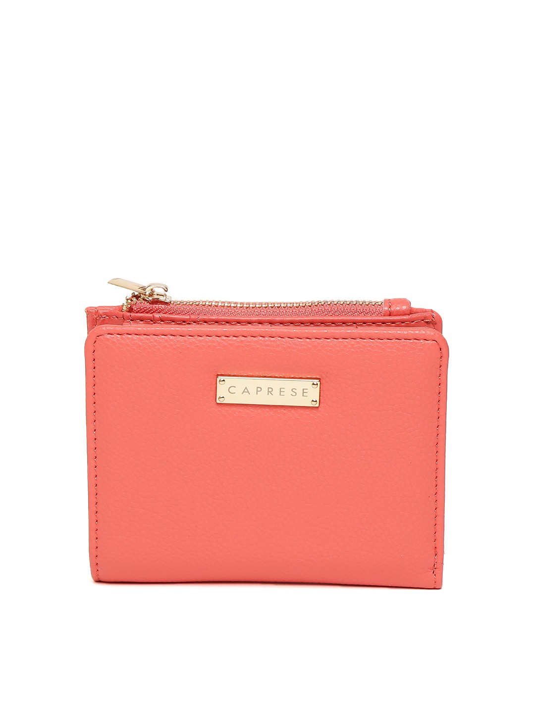 

Caprese Women Coral Pink Solid Two Fold Wallet
