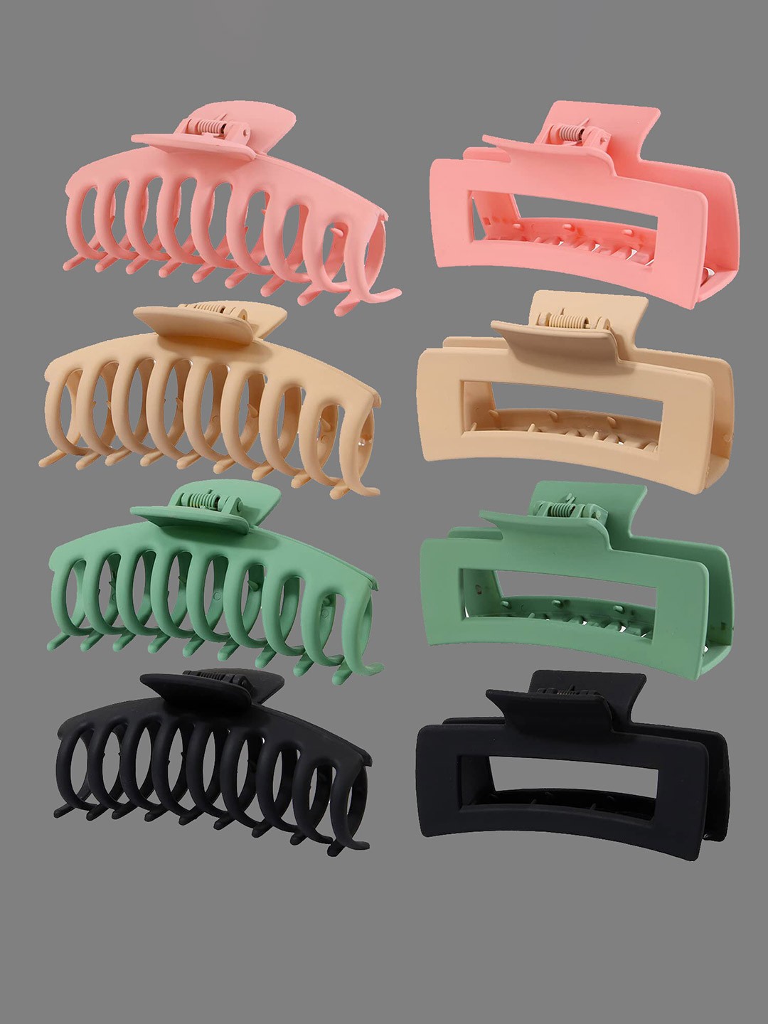 

VAGHBHATT Women Set Of 8 Claw Clips, Green
