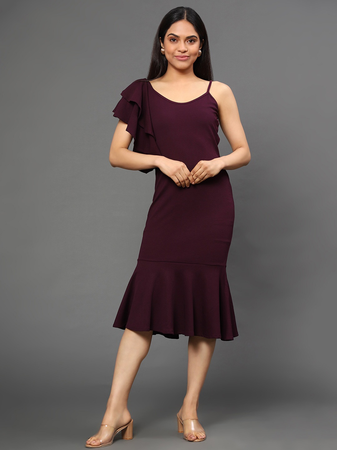 

VAANI CREATION Sheath Midi Dress, Purple