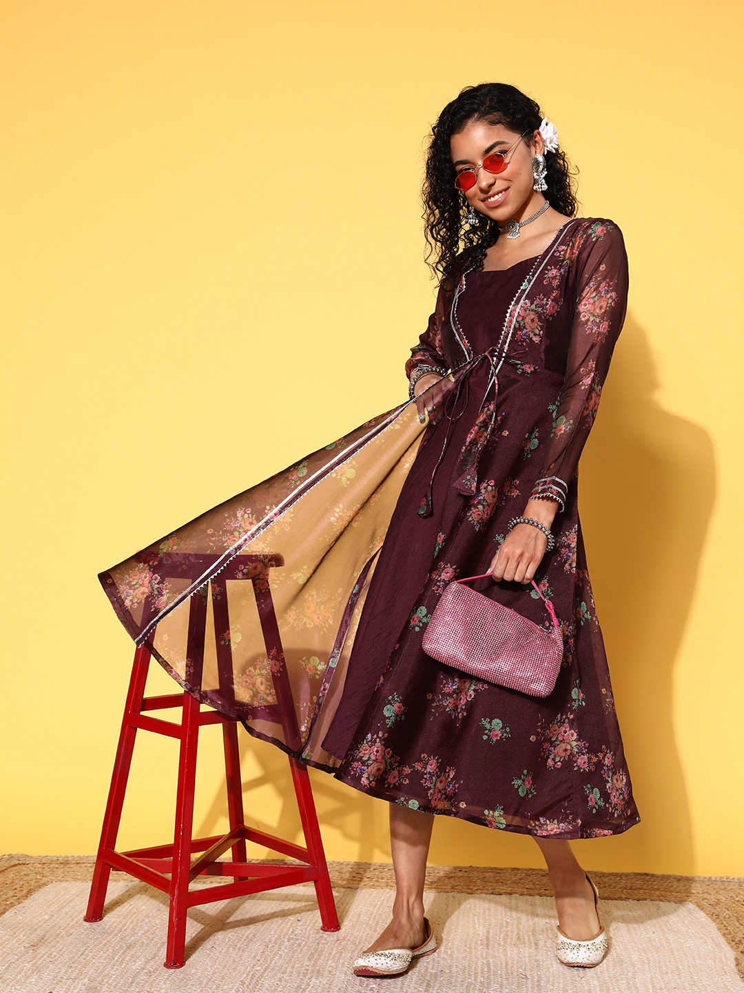 

Inddus Fit & Flare Midi Dress With Jacket, Purple