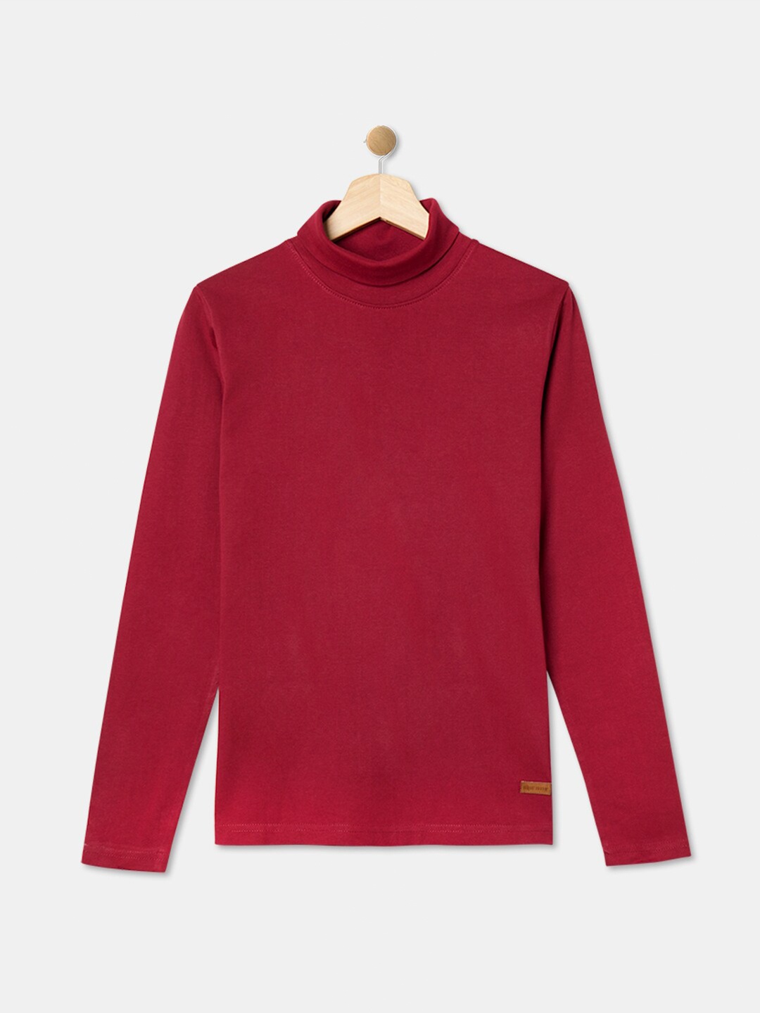 

R&B Boys Turtle Neck Long Sleeve Cotton T-shirt, Red