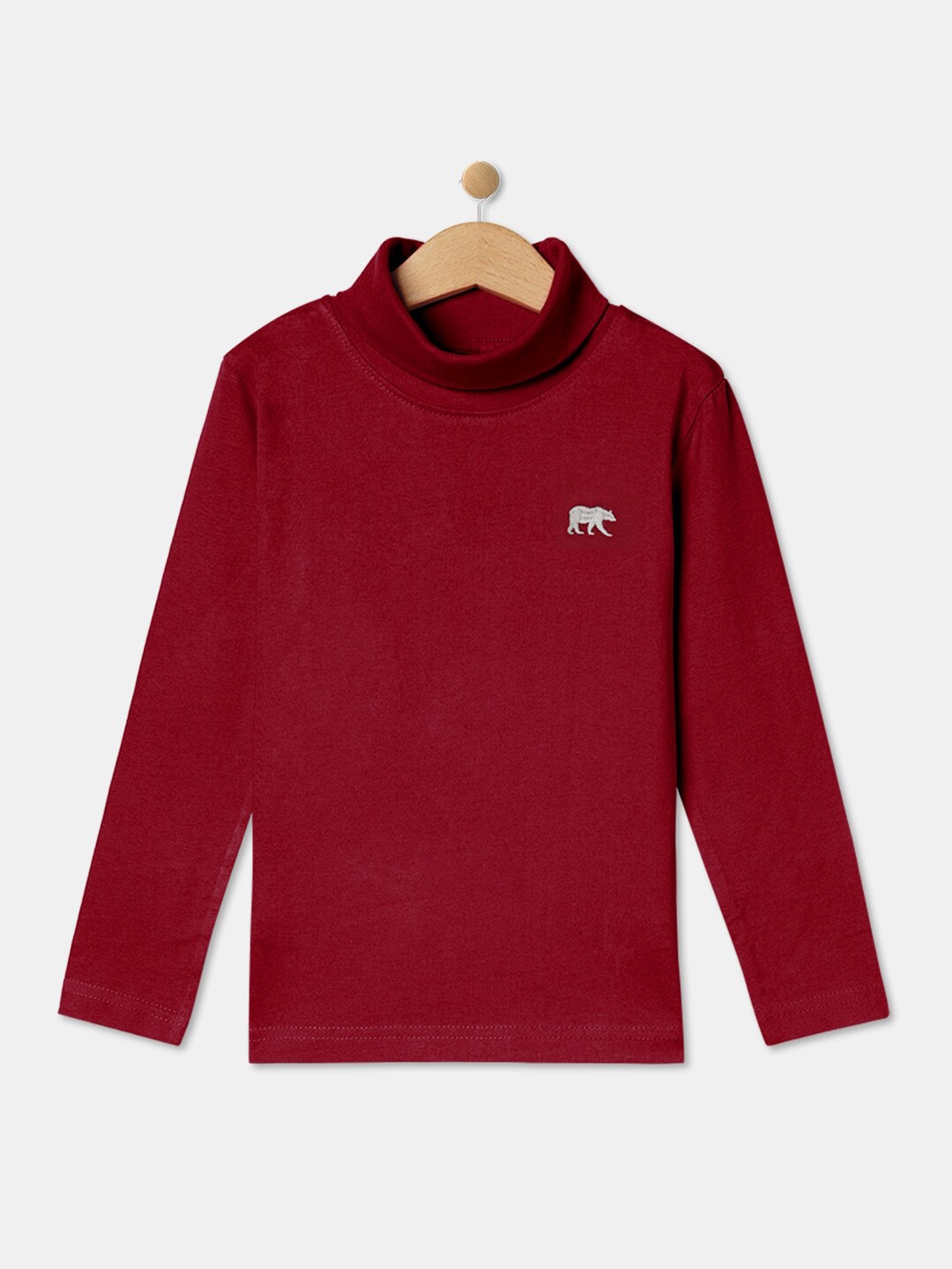 

R&B Boys Turtle Neck Long Sleeve Cotton T-shirt, Maroon