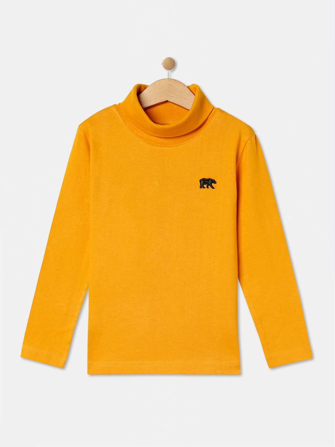 

R&B Boys High Neck Cotton T-shirt, Yellow