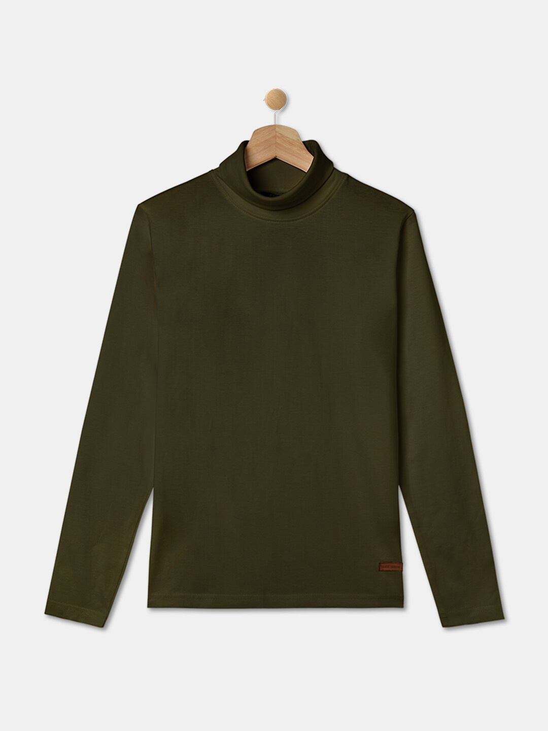 

R&B Boys Turtle Neck Long Sleeve Cotton T-shirt, Olive