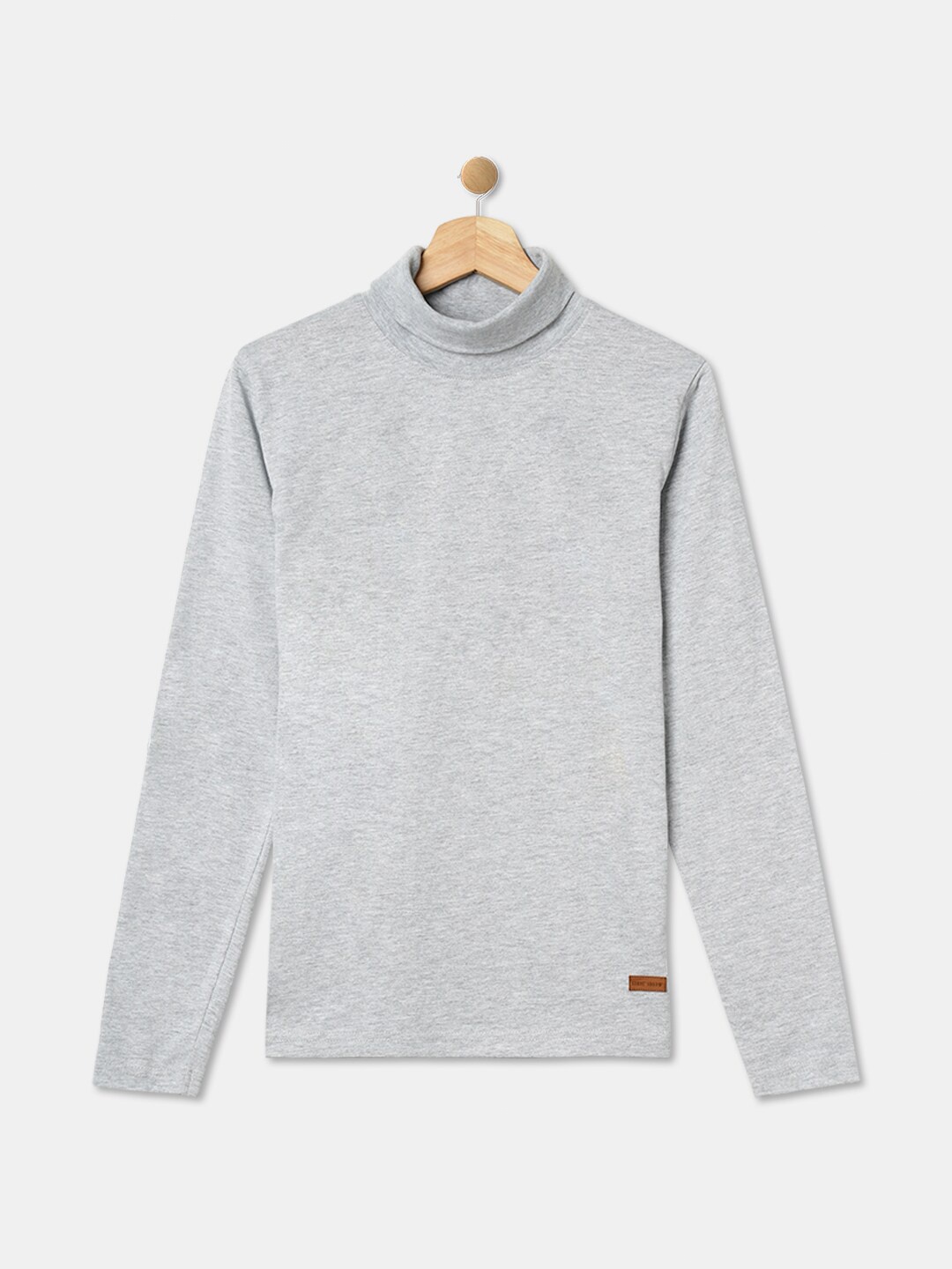 

R&B Boys Turtle Neck Cotton T-shirt, Grey