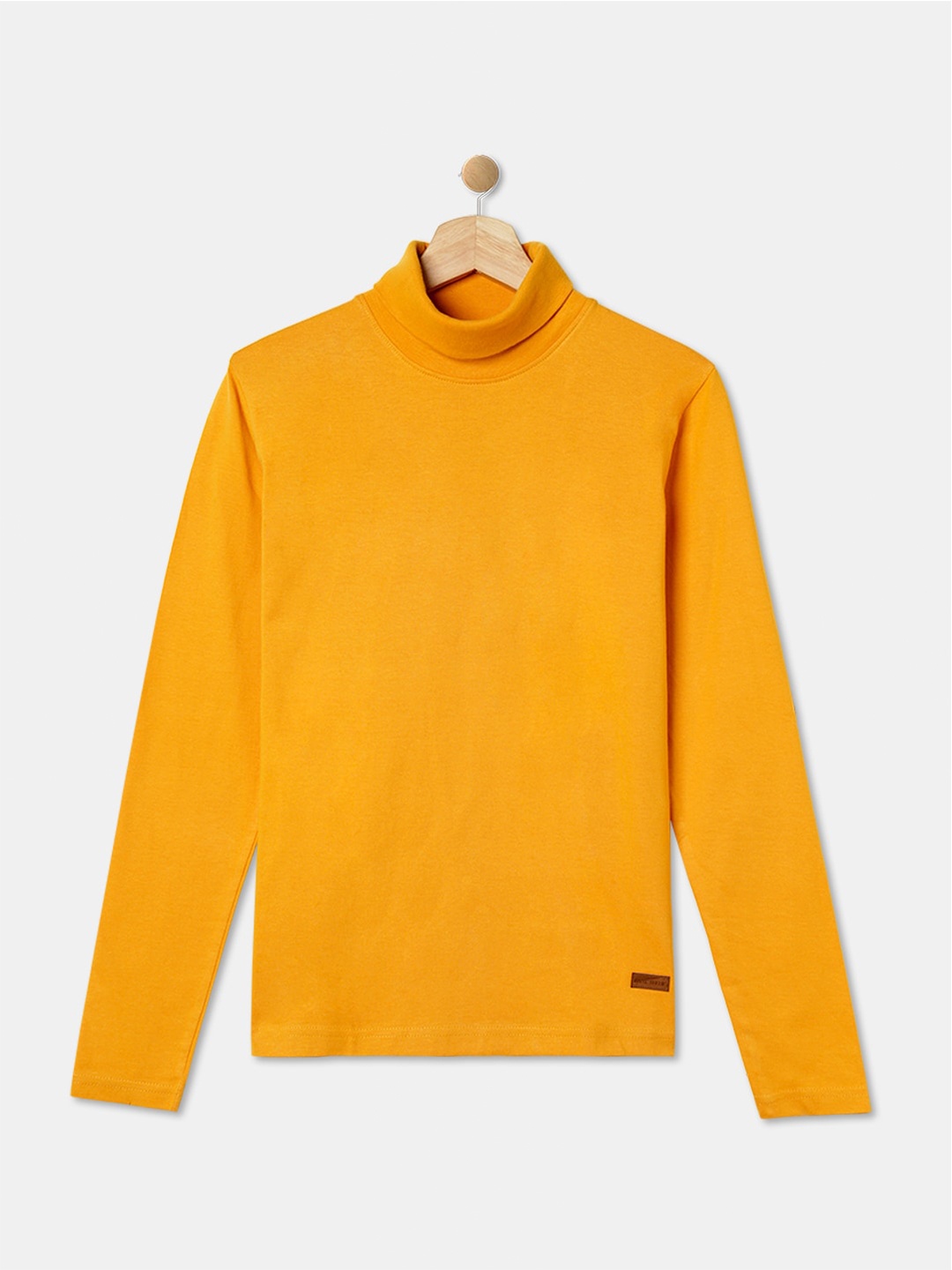 

R&B Boys Turtle Neck Long Sleeve Cotton T-shirt, Yellow