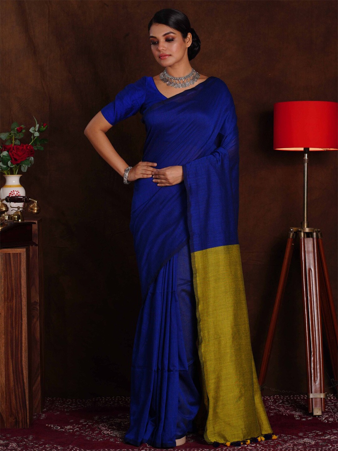 

BEATITUDE Cotton Silk Saree, Blue