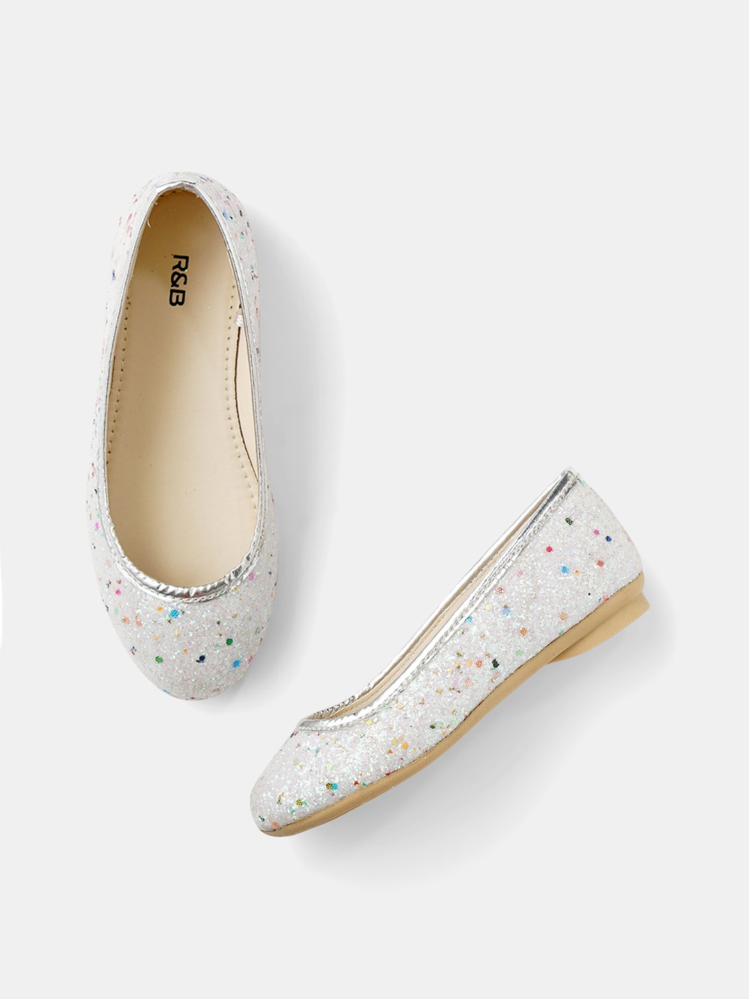 

R&B Girls Embellished Ballerinas, White