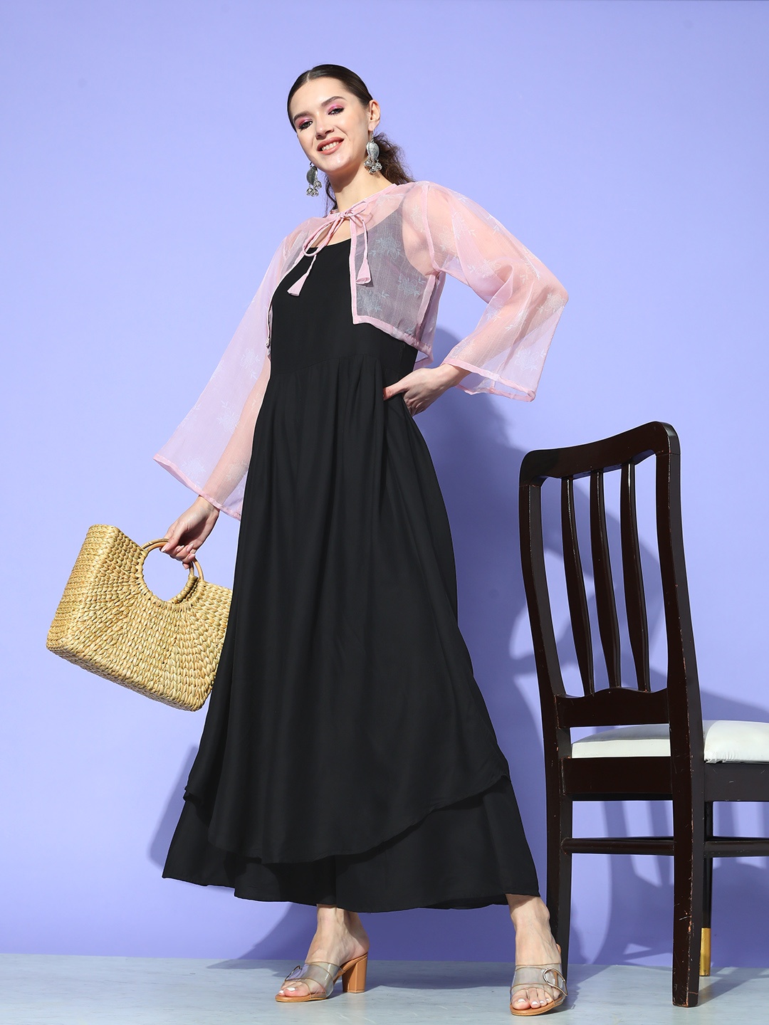 

InWeave Women Black Kurta With Palazzos & Jacket