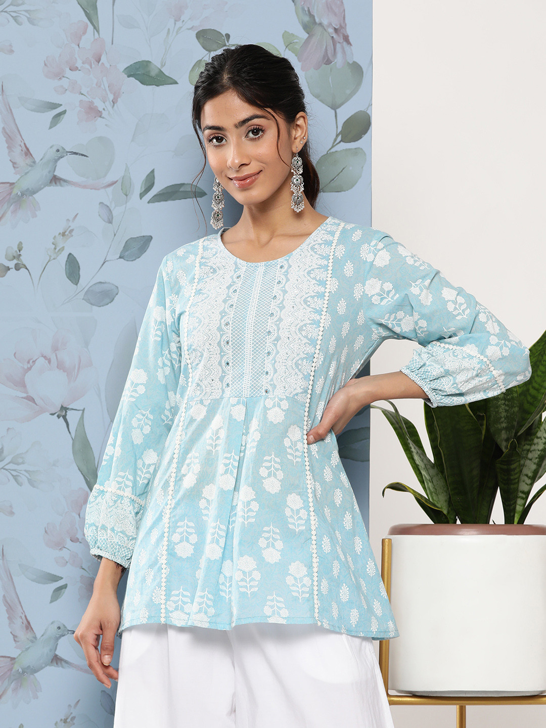 

Juniper Embroidered Ethnic Print Tunic, Blue
