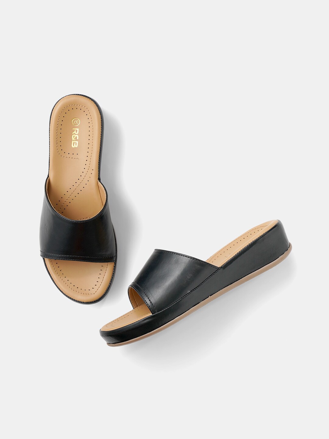 

R&B Women Black Ethnic PU Clogs Sandals