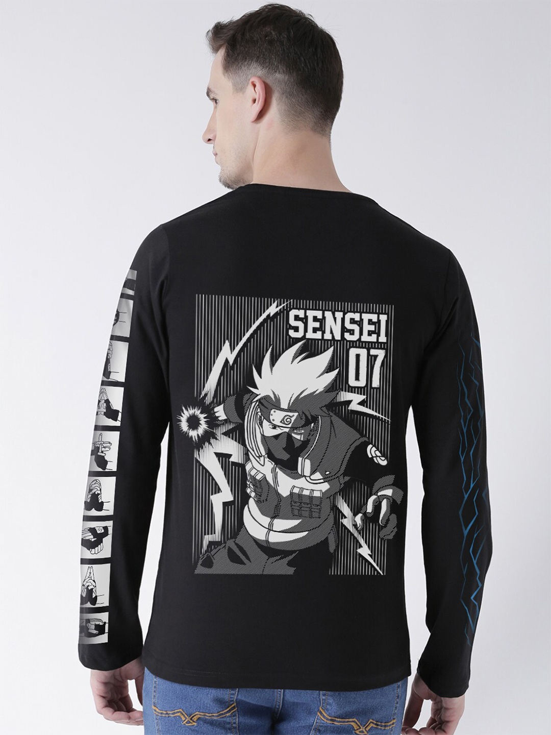 

COMICSENSE Anime Printed Naruto Full Sleeve Cotton T-shirt, Black
