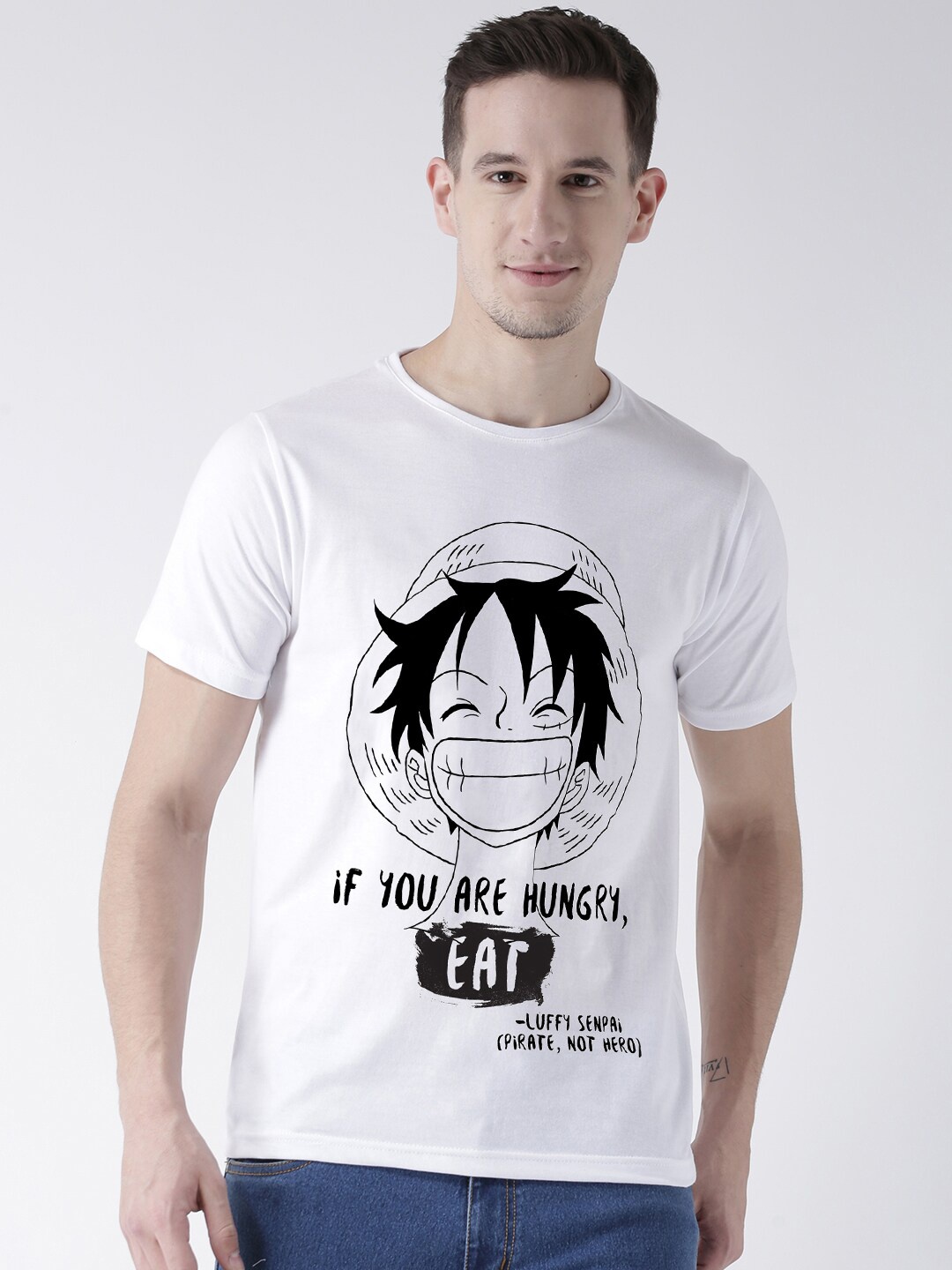 

COMICSENSE Men Graphic Printed Round Neck Cotton T-shirt, White