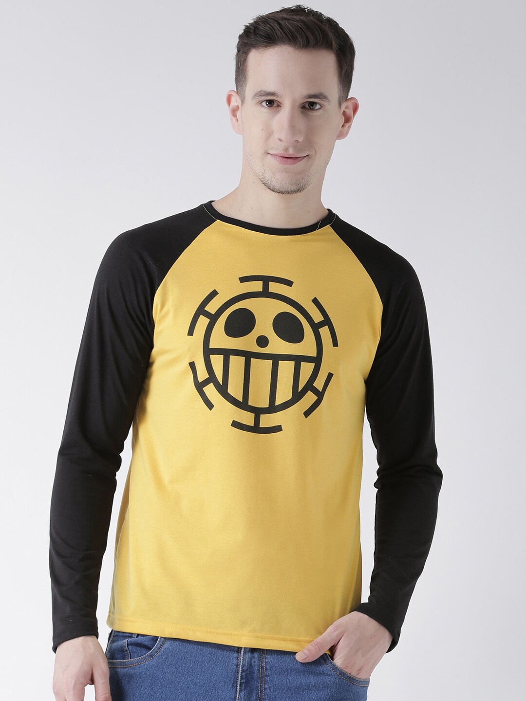 

COMICSENSE Men Yellow Typography Colourblocked Drop-Shoulder Sleeves Bio Finish Applique T-shirt