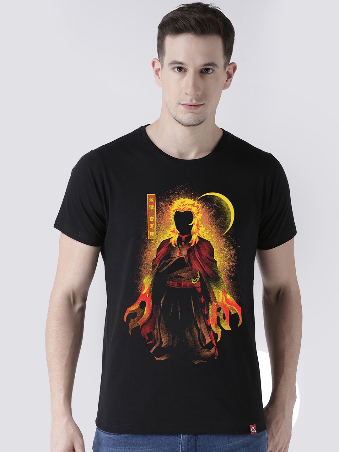 

COMICSENSE Anime Printed Demon Slayer Flame Hashira Cotton T-shirt, Black