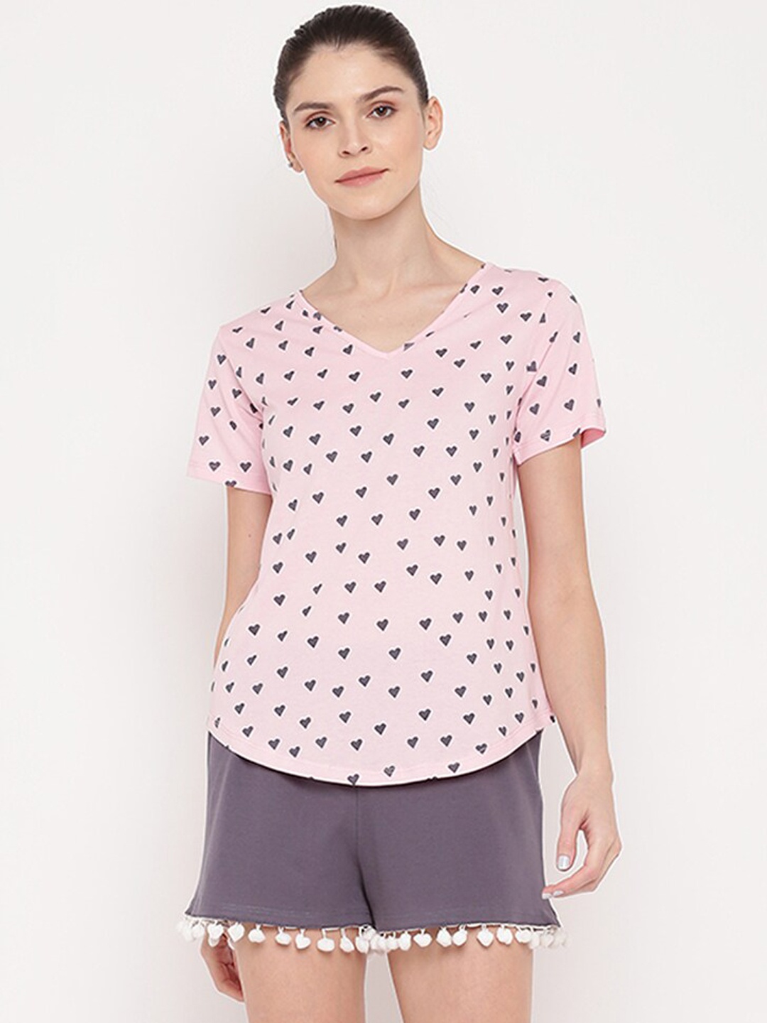 

A.T.U.N. Women Printed Pure Cotton Night suit, Pink