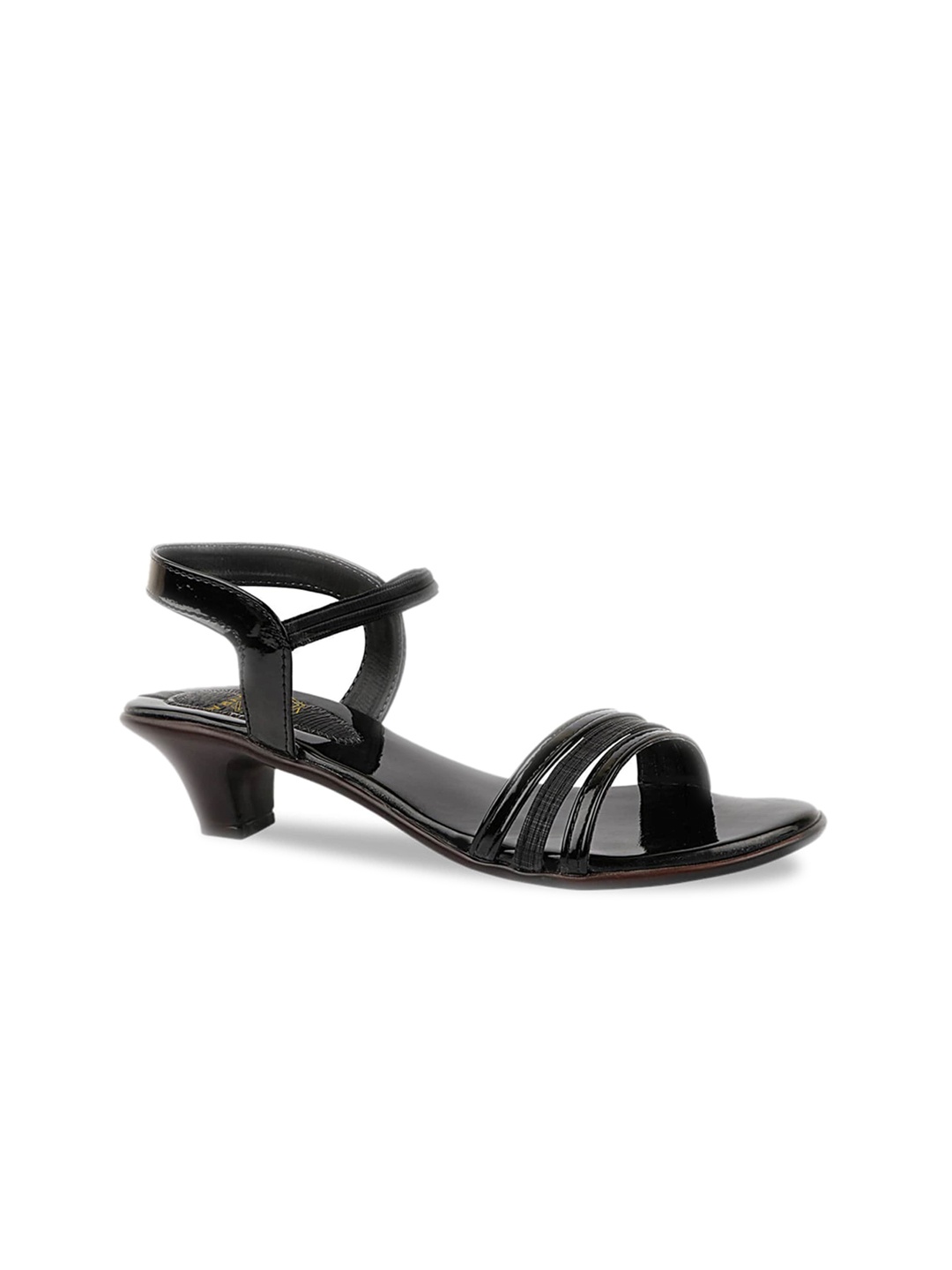 

Myra Women Textured Open Toe Kitten Heels, Black