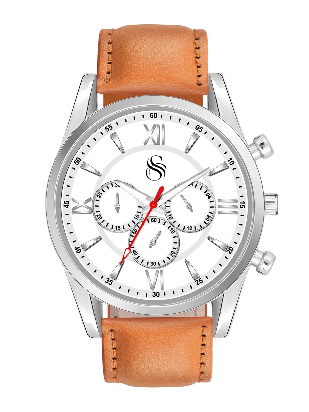 

Shocknshop Men Patterned Dial & Leather Straps Analogue Chronograph Watch-Watch67Silver, Brown