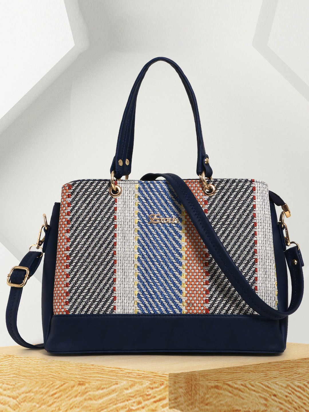 

Exotic Textured Self Design Shopper Shoulder Bag, Blue