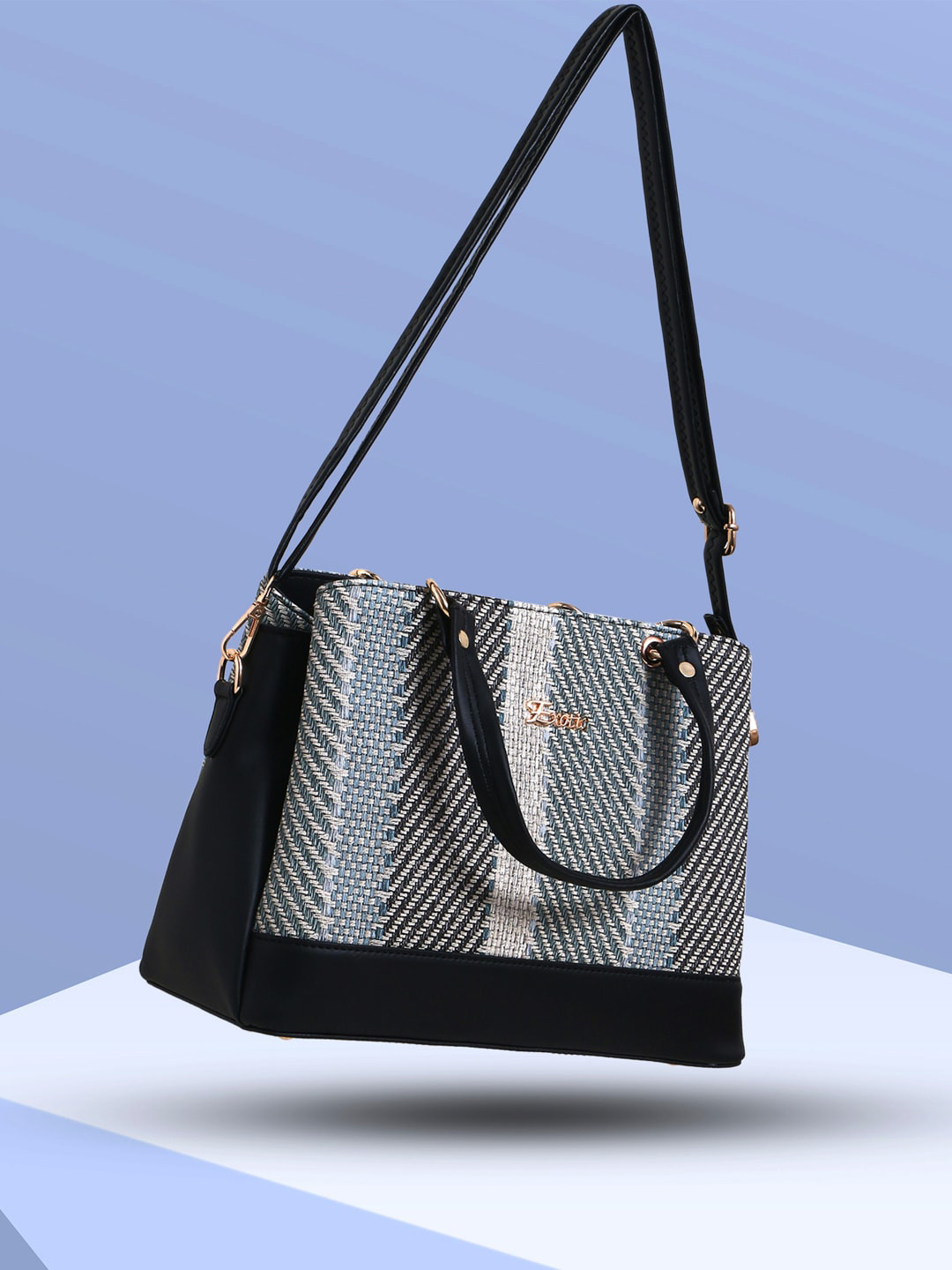 

Exotic Self Design Textured Shopper Handheld Bag, Black
