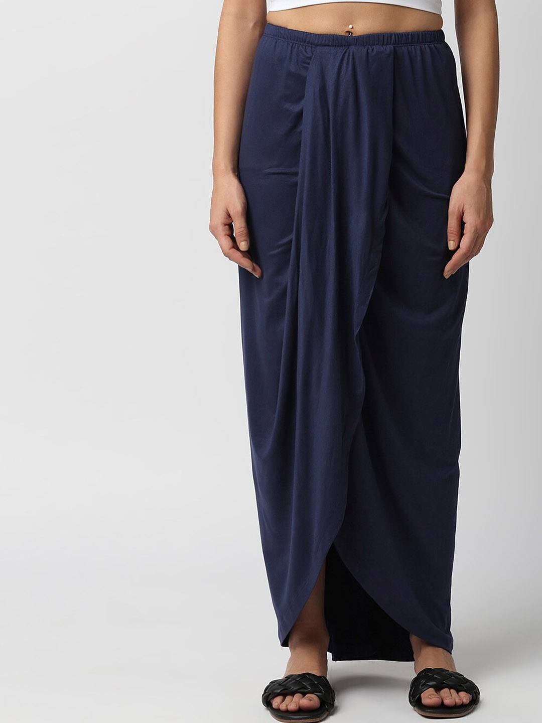 

Disrupt Draped Women Dhoti Maxi Skirt, Navy blue