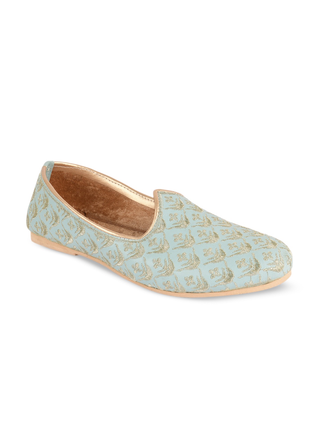 

DESI COLOUR Men Woven Design Mojaris, Blue