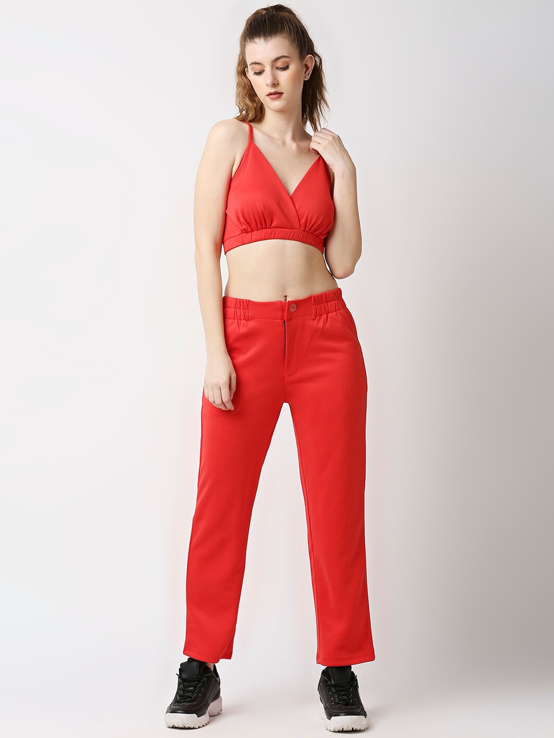 

Disrupt Crop Top with Trousers Co-Ords, Red
