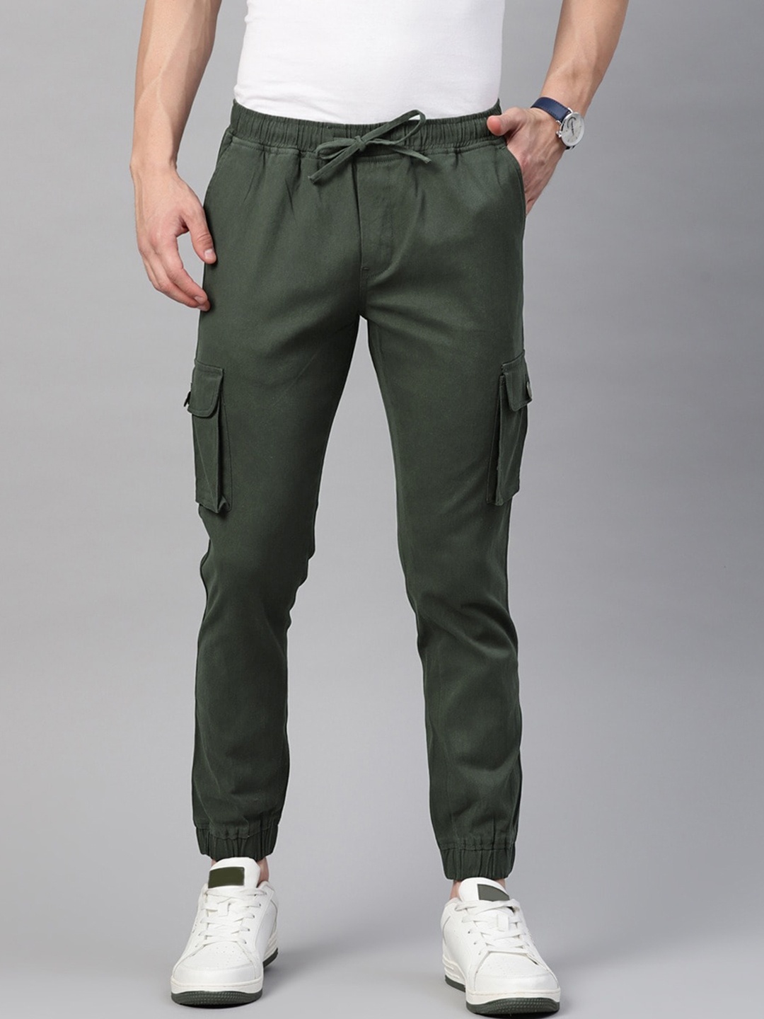 

Hubberholme Men Cotton Slim Fit Joggers, Green
