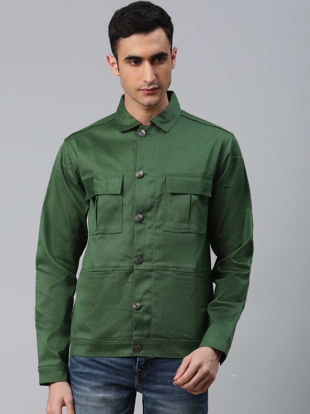 

Hubberholme Men Lightweight Denim Jacket, Green