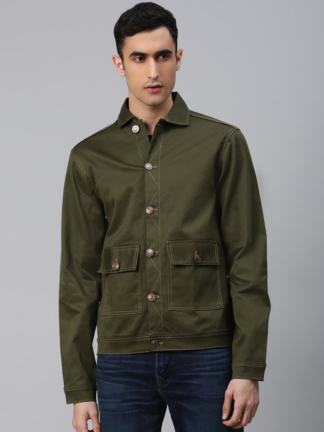 

Hubberholme Men Cotton Lightweight Tailored Jacket, Olive