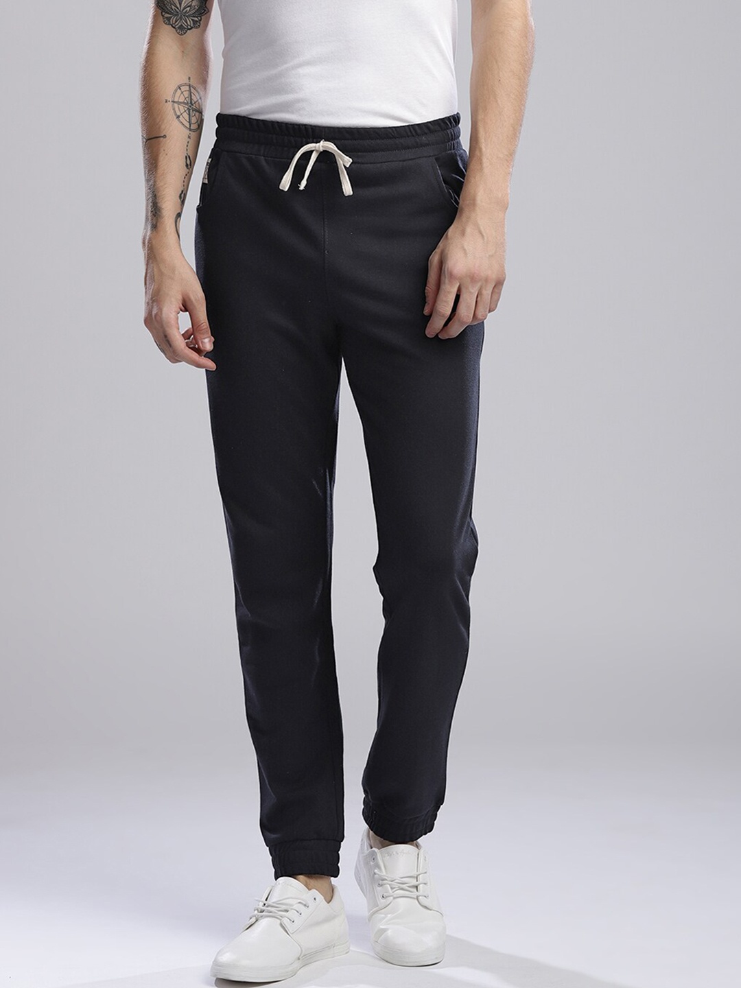 

Hubberholme Men Slim-Fit Pure Cotton Joggers, Navy blue