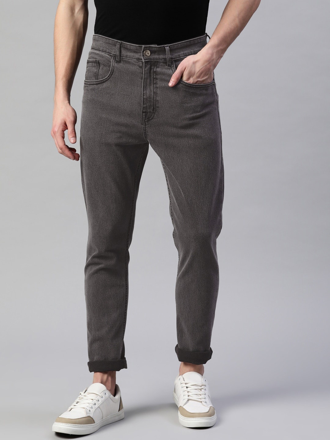 

Hubberholme Men Slim Fit Stretchable Jeans, Charcoal