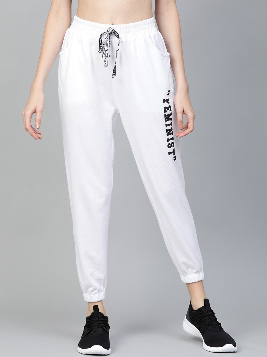 

Hubberholme Women Typogrophy Printed Slim Fit Jogger, White