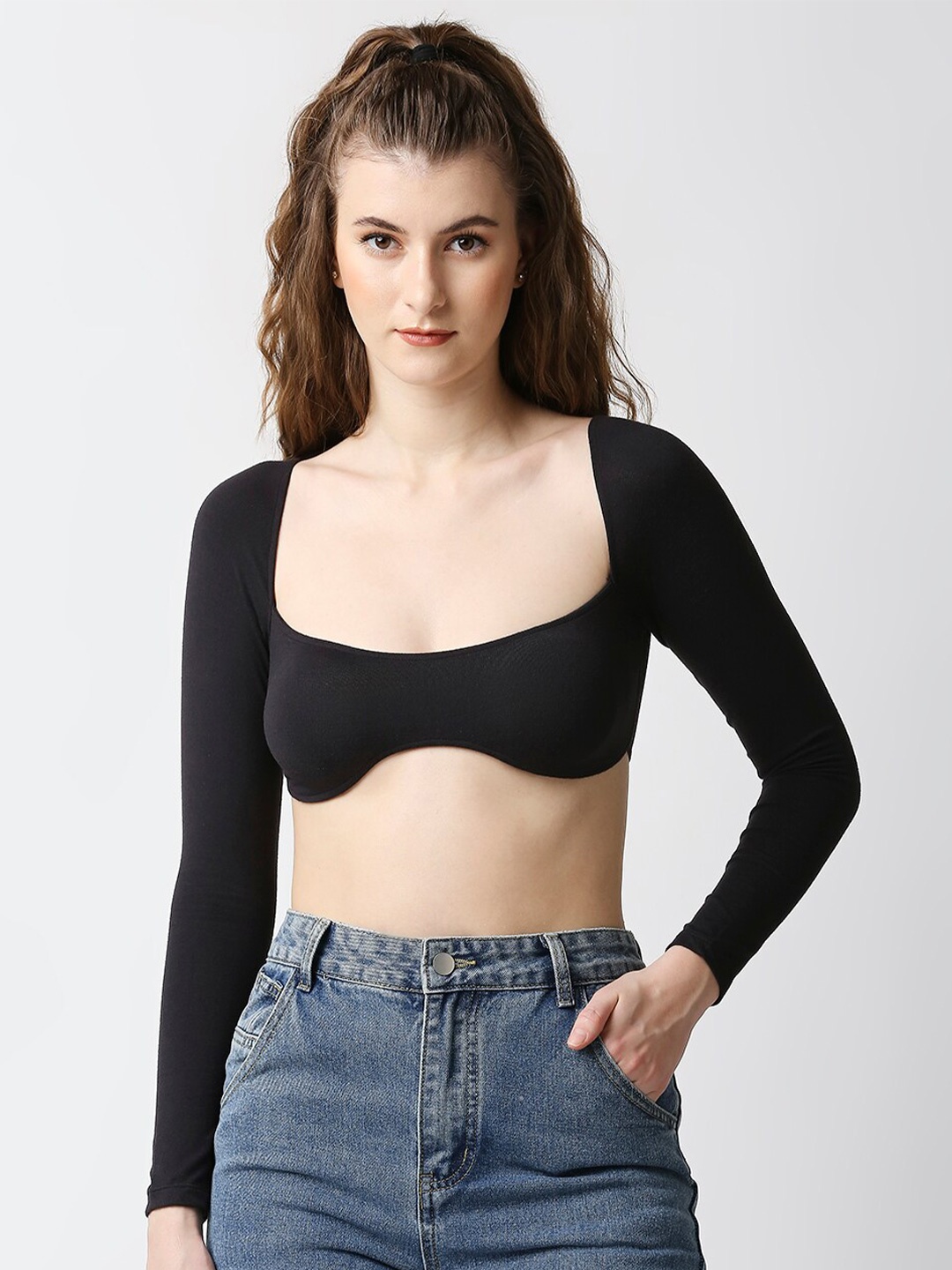 

Disrupt Long Sleeve Crop Top, Black