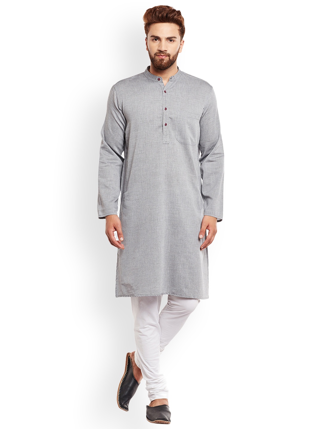 

even Men Grey Solid A-Line Kurta