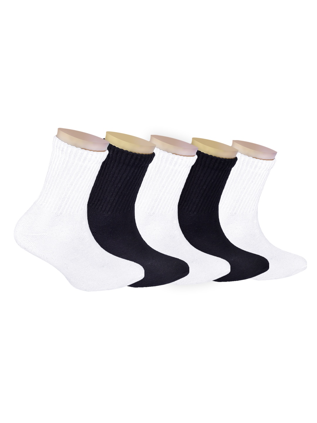 

FOOTPRINTS Kids Pack of 5 Calf-Length Socks, Black