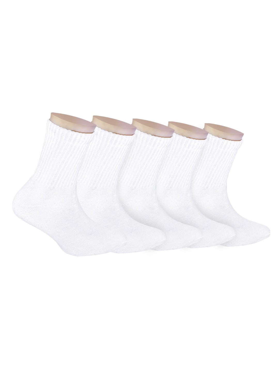 

FOOTPRINTS Kids Pack of 5 Bamboo Organic Cotton Calf Length Socks, White