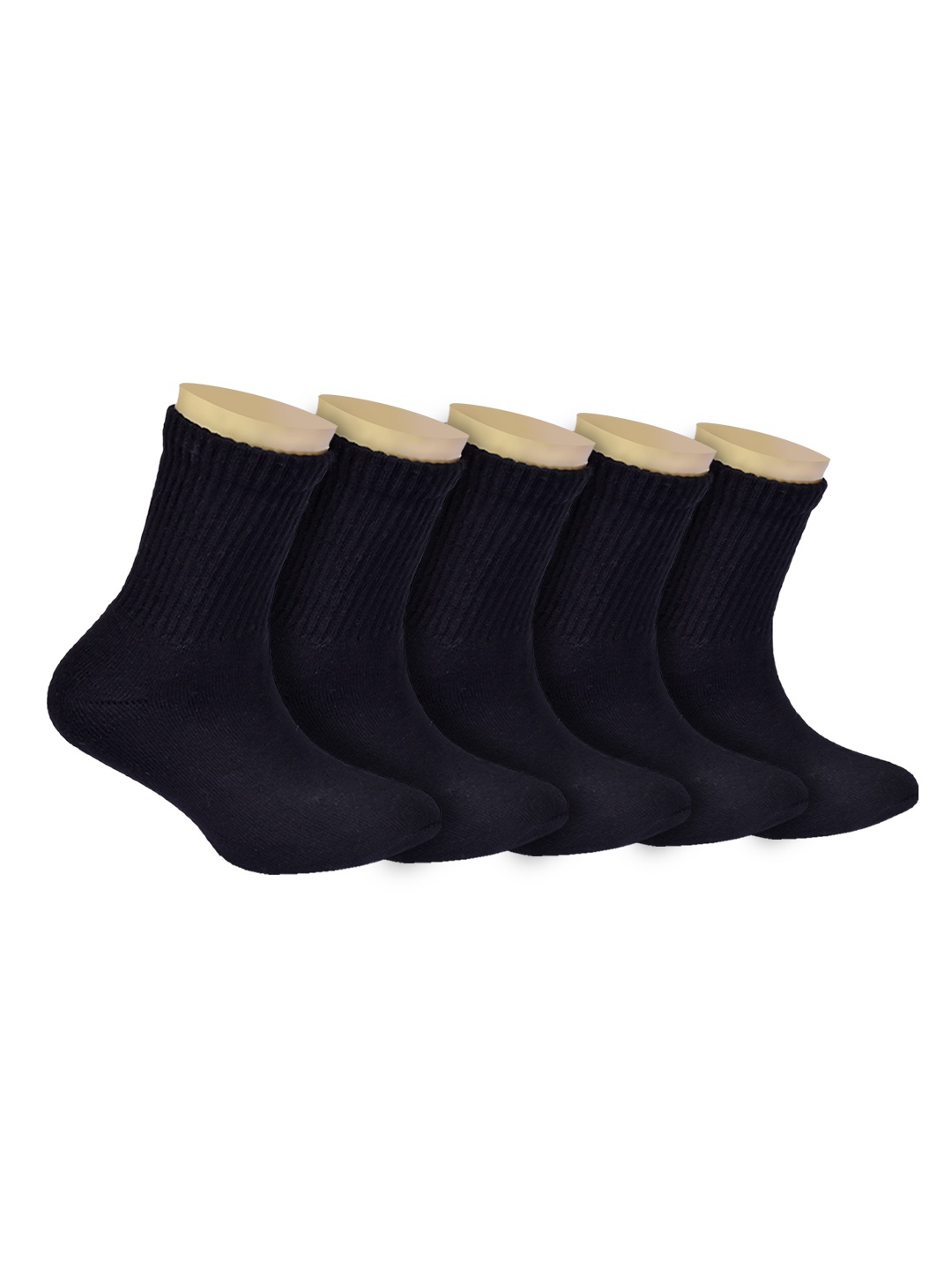 

FOOTPRINTS Kids Pack of 5 Calf Length Sport Socks, Black