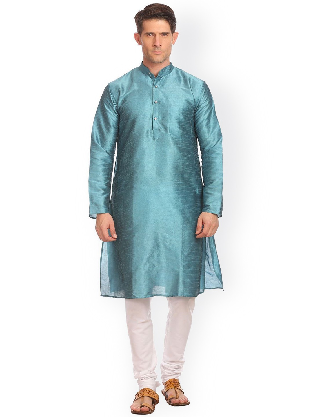 

Wintage Men Blue & White Solid Kurta with Pyjamas