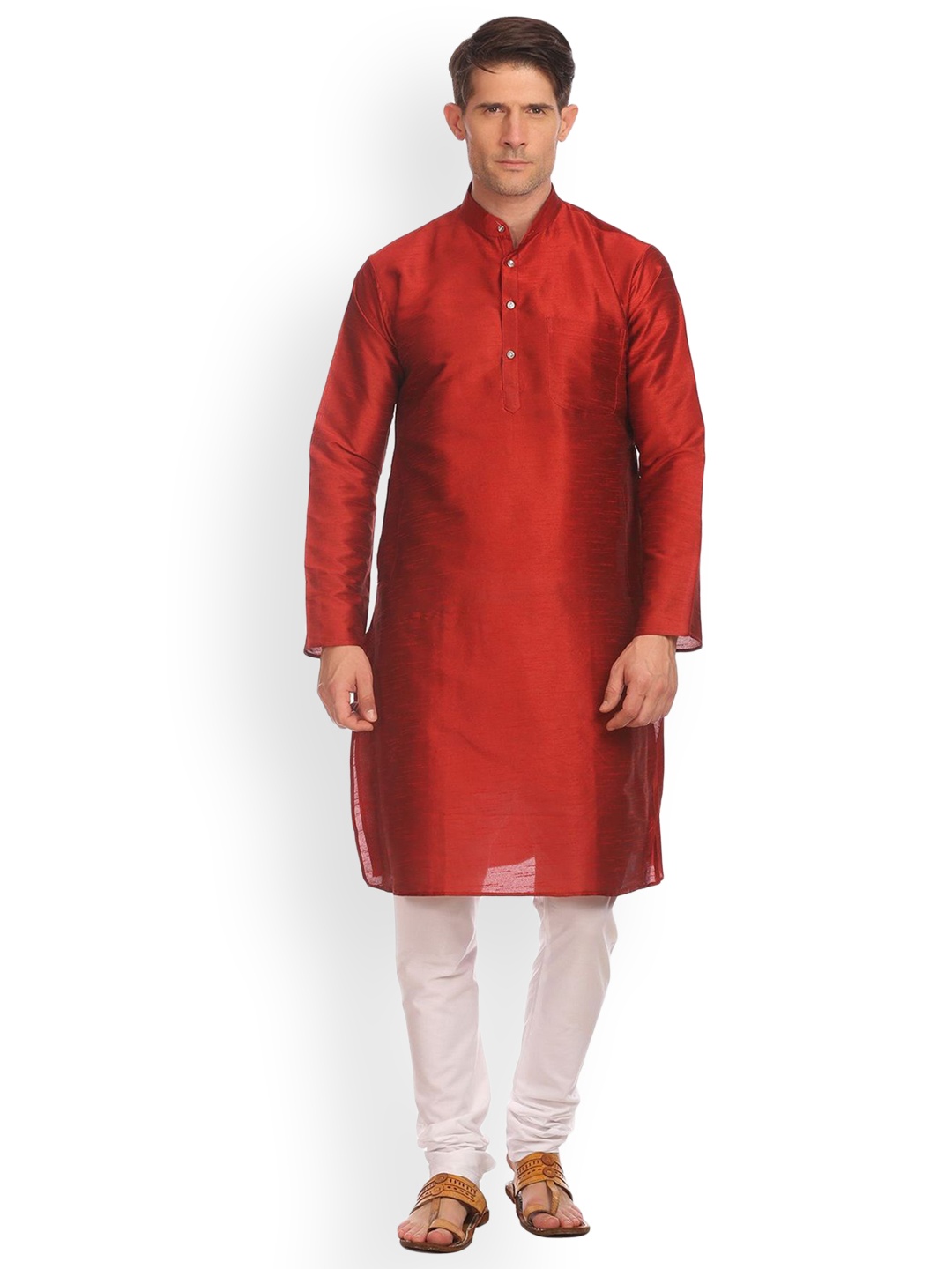 

Wintage Men Red & White Solid Kurta with Pyjamas