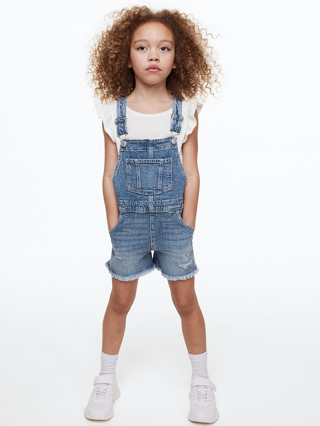

H&M Infant Girls Denim Dungaree Shorts, Blue
