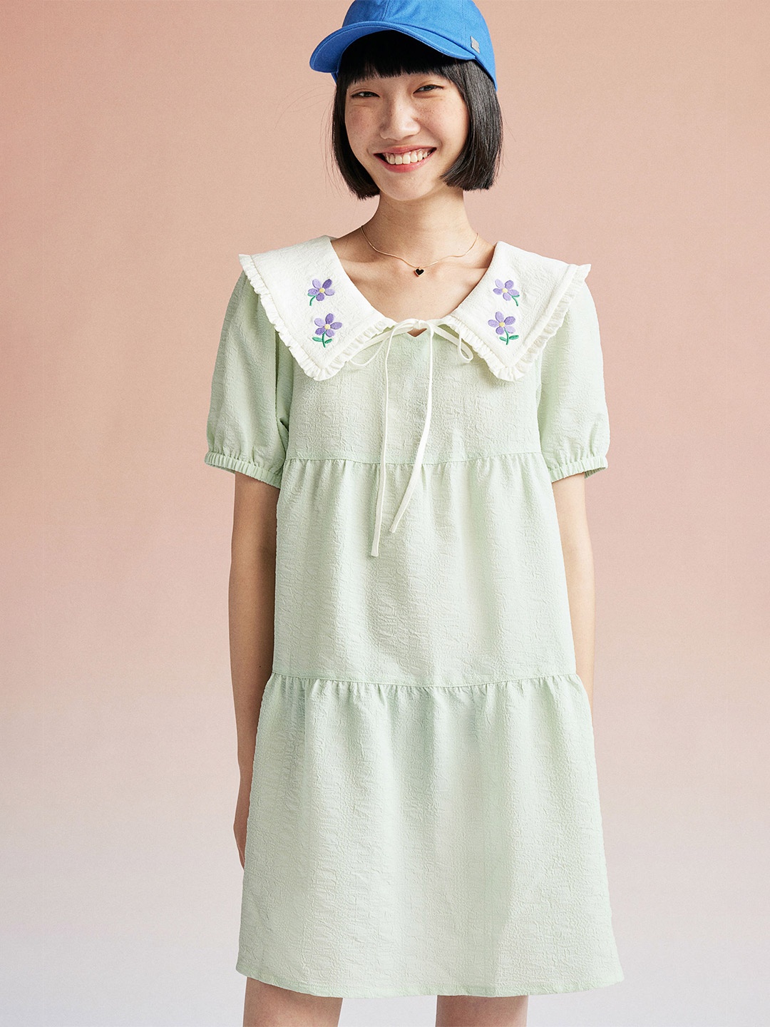 

H&M Collared Crpe Dress, Green